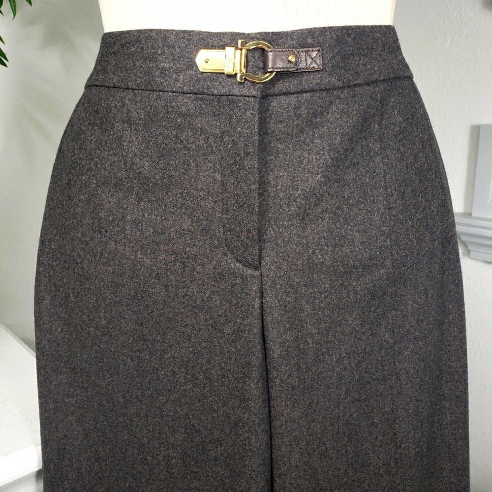 Salvatore Ferragamo Charcoal Gray Wool - Horseshoe Buckle Bougie Pockets 46/10
